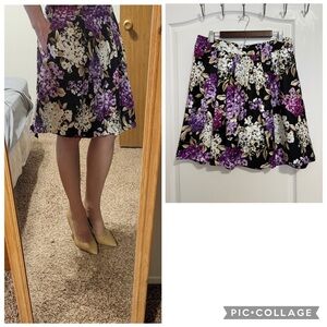 White house black market lilac floral Floral A-Line Skirt size 12